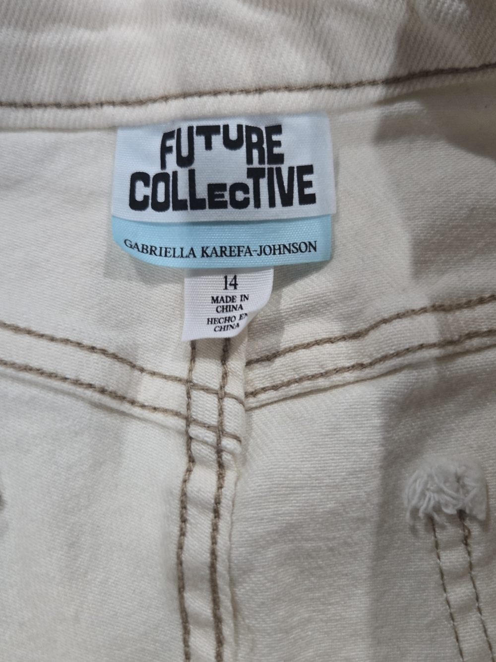 Future Collective Cream High Rise Flared Jeans Boho Western Sporty 14 - Picture 2 of 6